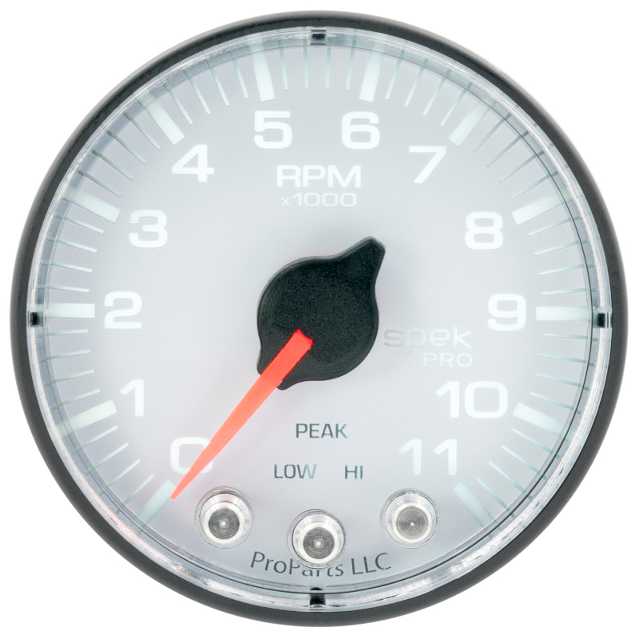 Autometer Spek-Pro Gauge Tach 2 1/16in 11K Rpm W/ Shift Light & Peak Mem Wht/Blk - P336128