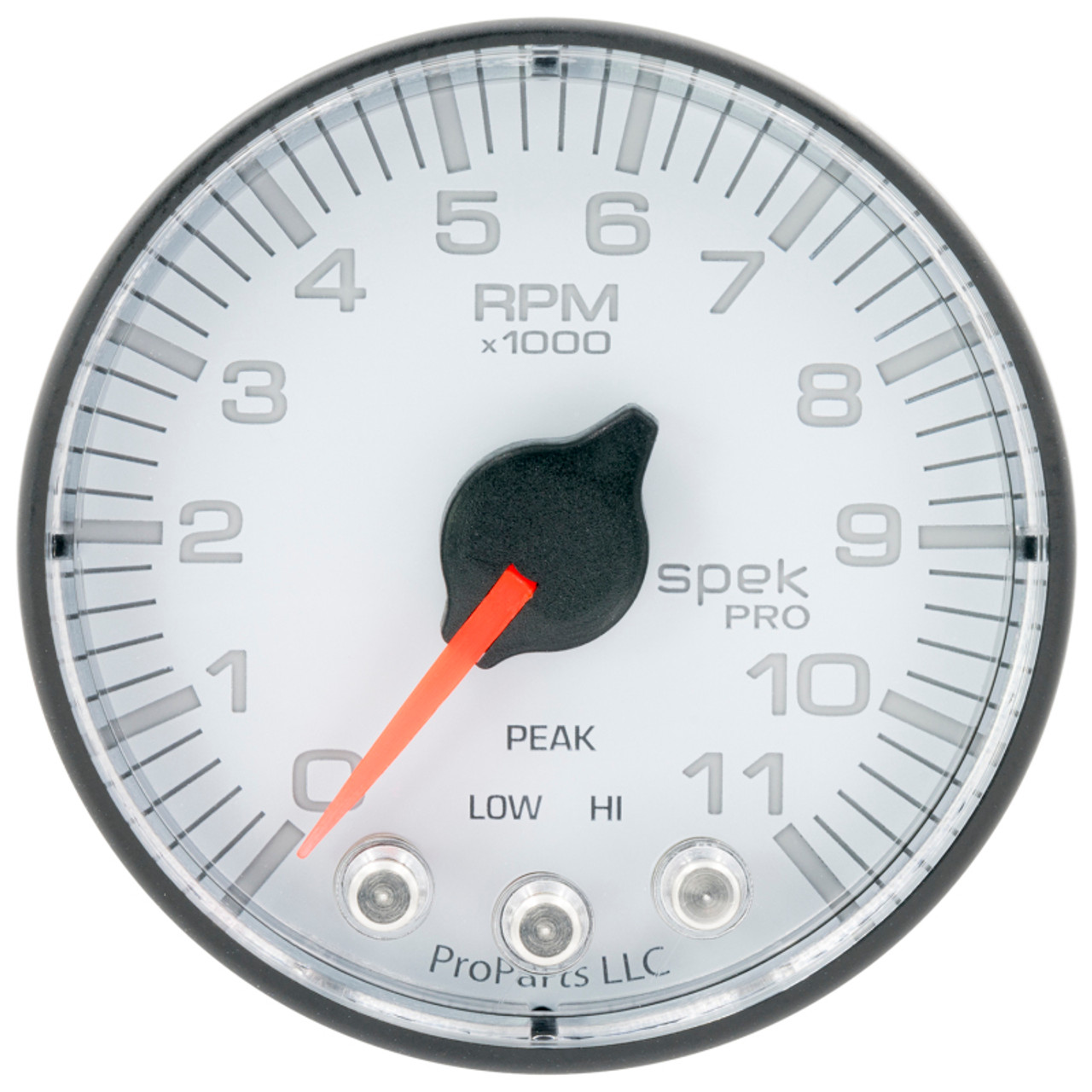 Autometer Spek-Pro Gauge Tach 2 1/16in 11K Rpm W/ Shift Light & Peak Mem Wht/Blk - P336128