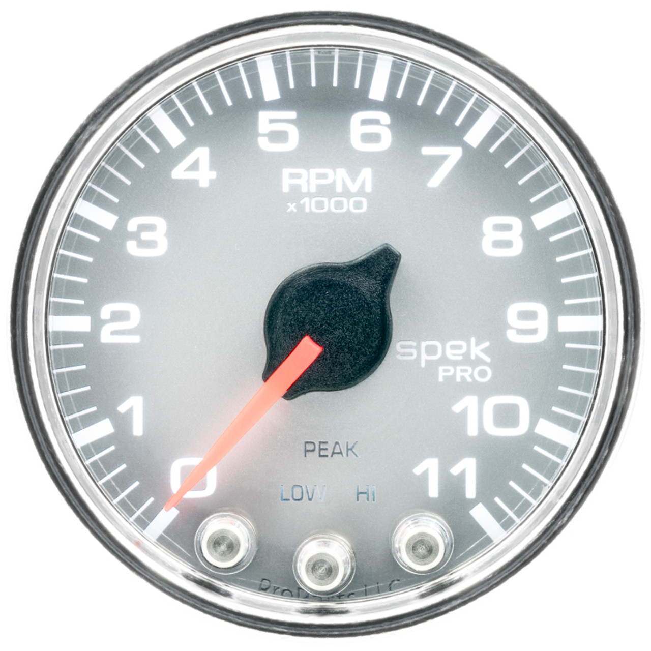 Autometer Spek-Pro Gauge Tach 2 1/16in 11K Rpm W/ Shift Light & Peak Mem Slvr/Chrm - P33621