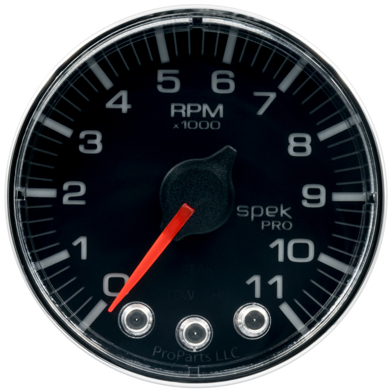 Autometer Spek-Pro Gauge Tach 2 1/16in 11K Rpm W/ Shift Light & Peak Mem Blk/Chrm - P336318