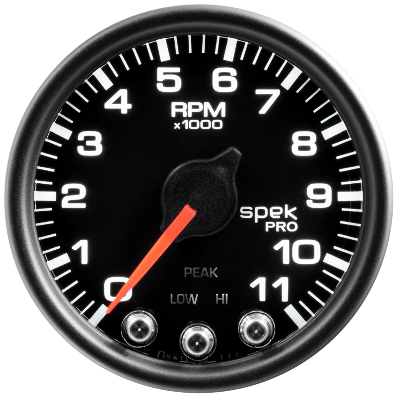 Autometer Spek-Pro Gauge Tach 2 1/16in 11K Rpm W/ Shift Light & Peak Mem Blk/Blk - P33632
