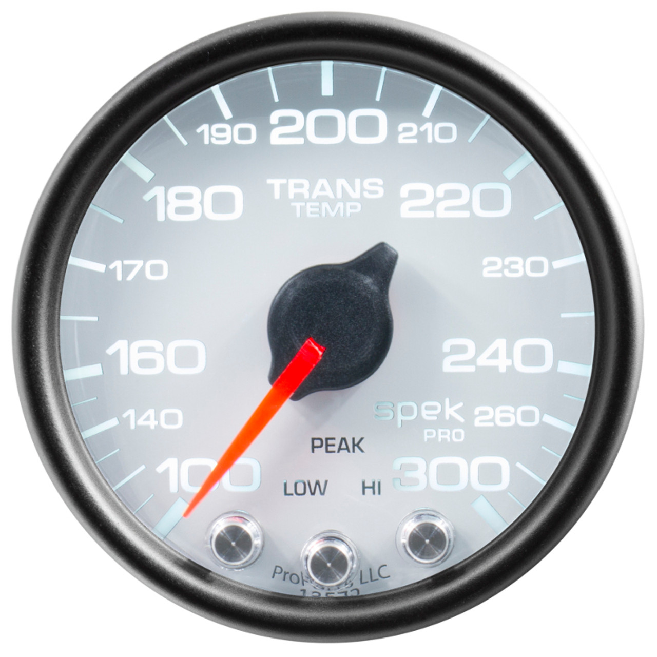 Autometer Spek-Pro Gauge Trans Temp 2 1/16in 300f Stepper Motor W/Peak & Warn Wht/Blk - P34212