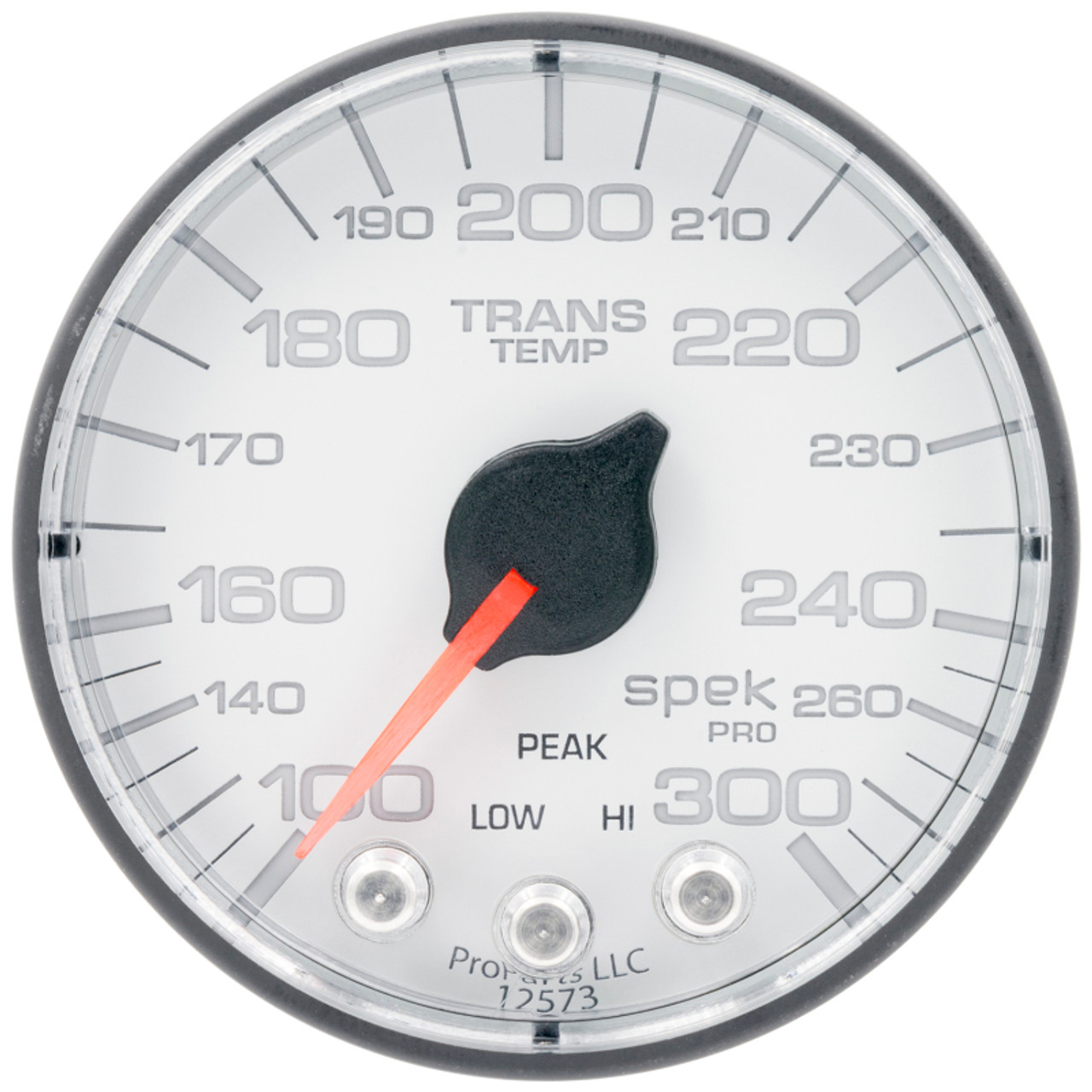 Autometer Spek-Pro 2 1/16in 300 Degree F Stepper Motor W/Peak & Warn White/Black Trans Temp Gauge - P342128