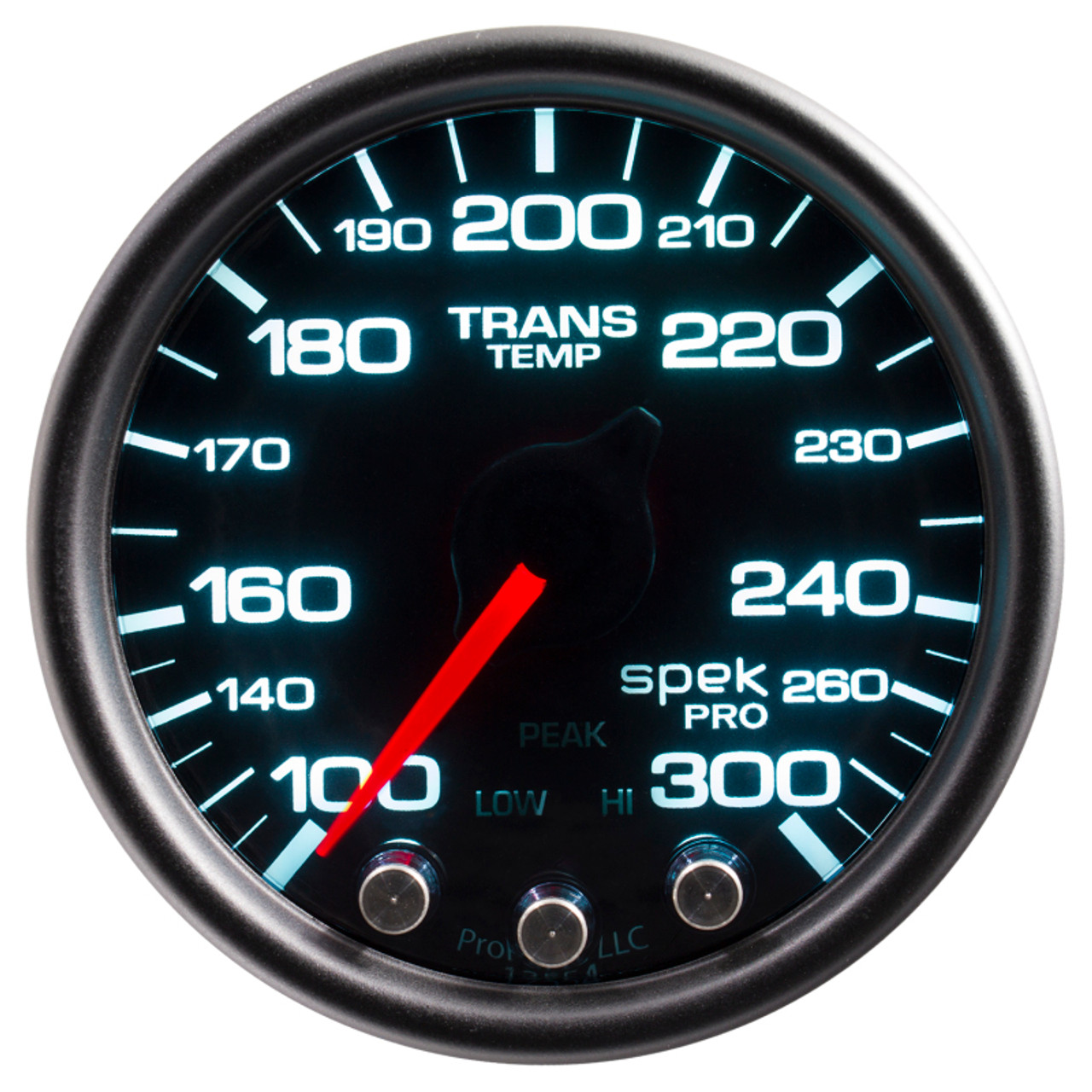 Autometer Spek-Pro Gauge Trans Temp 2 1/16in 300f Stepper Motor W/Peak & Warn Blk/Smoke/Blk - P34252