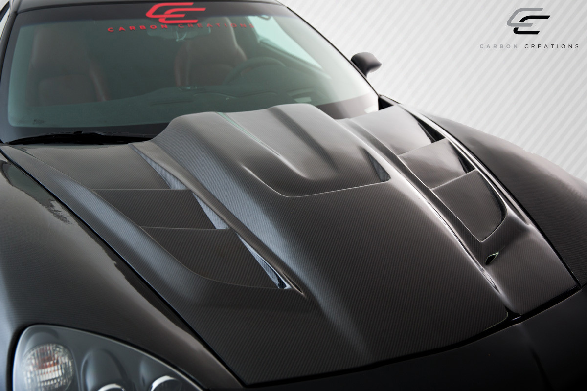 2005-2013 Chevrolet Corvette C6 Carbon Creations Dritech ZR Edition 2 Hood - 1 Piece / Vehicle Year Make Model Trim - 2005-2013-Chevrolet Corvette ALL / Product Type - Hood / Style Name -ZR Edition 2 / Kit Material - Infusion Carbon Fiber / Notes - Note: Hood pins are required.