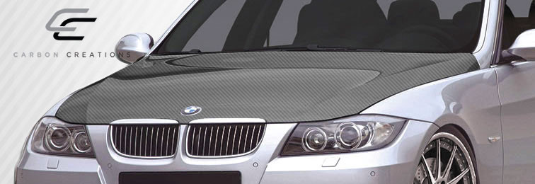 2006-2008 BMW 3 Series E90 4DR Carbon Creations OEM Look Hood - 1 Piece / Vehicle Year Make Model Trim - 2006-2008-BMW 3 Series 4DR / Product Type - Hood / Style Name -OEM Look / Kit Material - Carbon Fiber / Notes - Note: Hood pins are required.