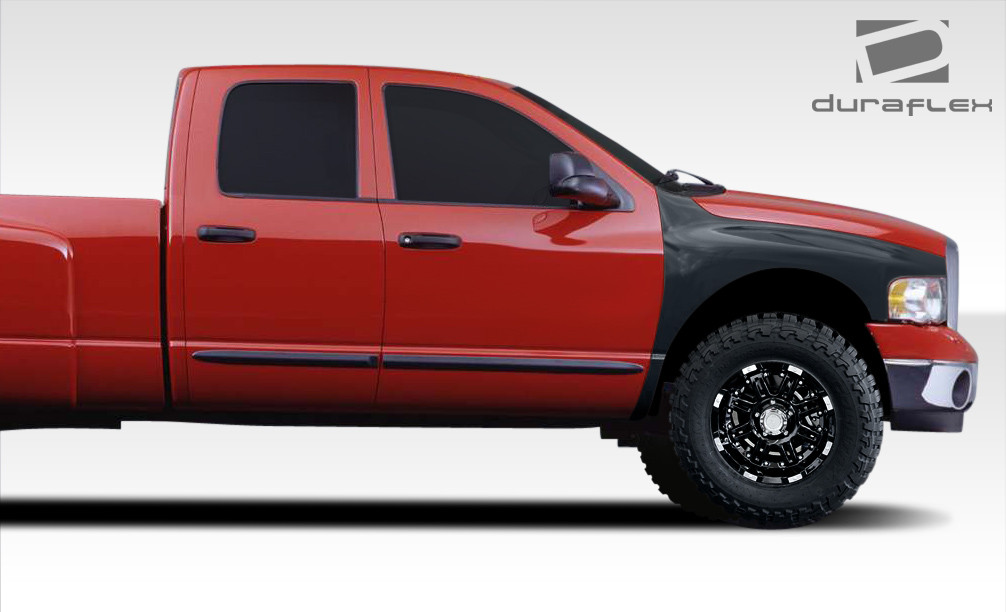 2002-2005 Dodge Ram Duraflex 4.5" Off Road Bulge Front Fenders - 2 Piece / Vehicle Year Make Model Trim - 2002-2005-Dodge Ram ALL / Product Type - Fender / Style Name -Off Road Bulge / Kit Material - FRP (Fiberglass Reinforced Plastics) / Notes -