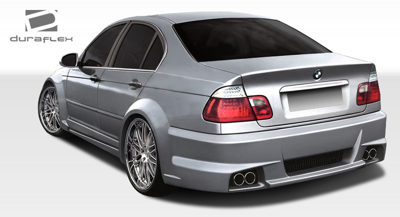 1999-2005 BMW 3 Series E46 4DR Duraflex I-Design Wide Body Rear Bumper Cover - 1 Piece / Vehicle Year Make Model Trim - 1999-2005-BMW 3 Series 4DR / Product Type - Rear Bumper / Style Name -I-Design / Kit Material - FRP (Fiberglass Reinforced Plastics) / Notes - Note: must be used in conjunction with complete wide body kit