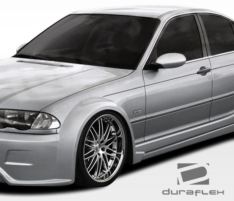1999-2005 BMW 3 Series E46 4DR Duraflex I-Design Wide Body Front Fender Flares - 2 Piece / Vehicle Year Make Model Trim - 1999-2005-BMW 3 Series 4DR / Product Type - Fender / Style Name -I-Design / Kit Material - FRP (Fiberglass Reinforced Plastics) / Notes - Note: must be used in conjunction with complete wide body kit