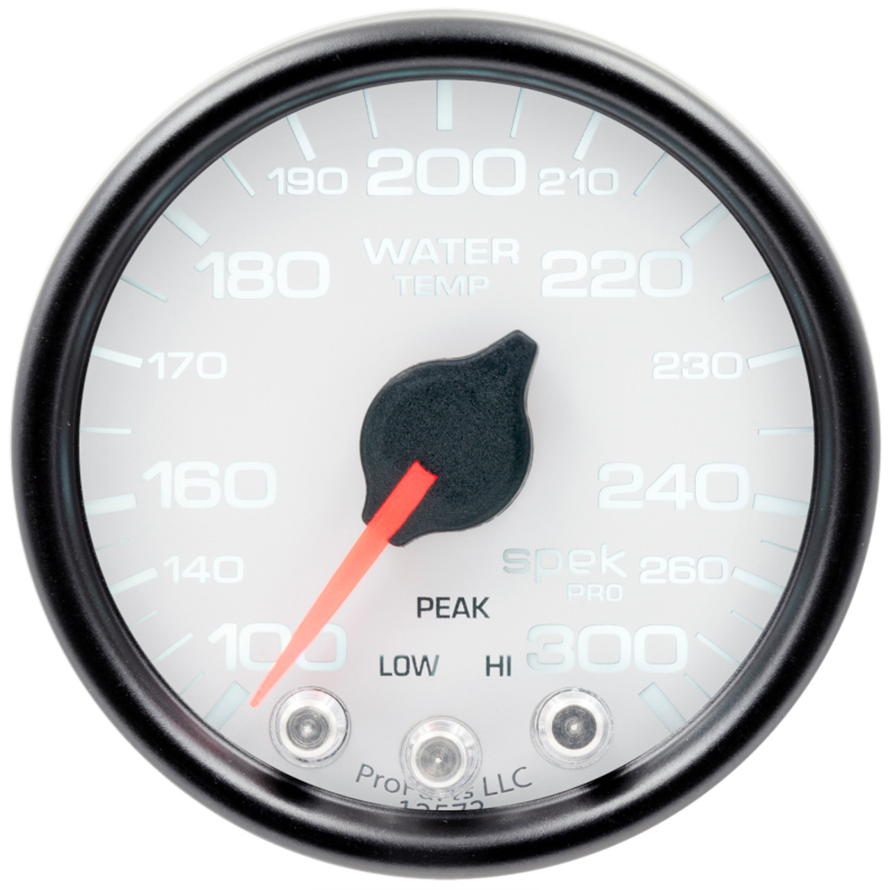 Autometer Spek-Pro Gauge Water Temp 2 1/16in 300f Stepper Motor W/Peak & Warn Wht/Blk - P34612