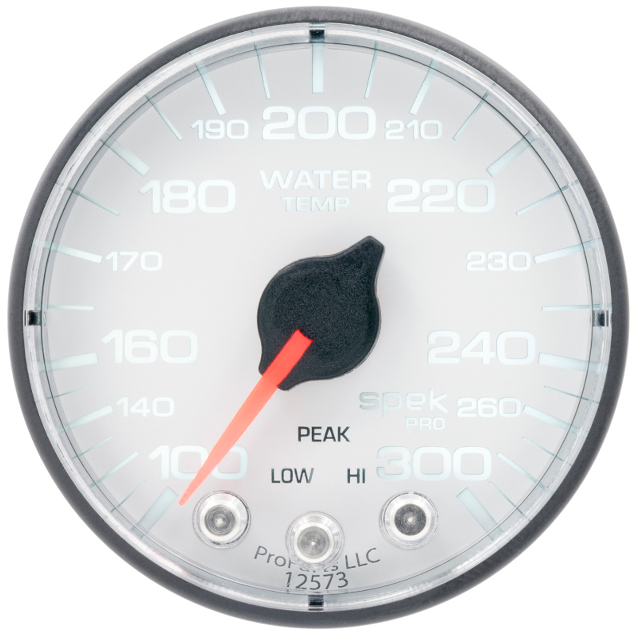 Autometer Spek-Pro Gauge Water Temp 2 1/16in 300f Stepper Motor W/Peak & Warn Wht/Blk - P346128