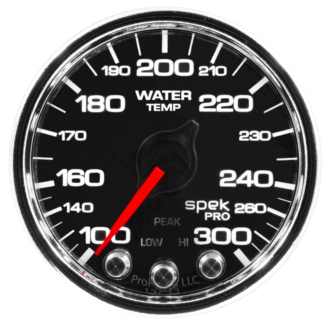 Autometer Spek-Pro Gauge Water Temp 2 1/16in 300f Stepper Motor W/Peak & Warn Blk/Chrm - P34631