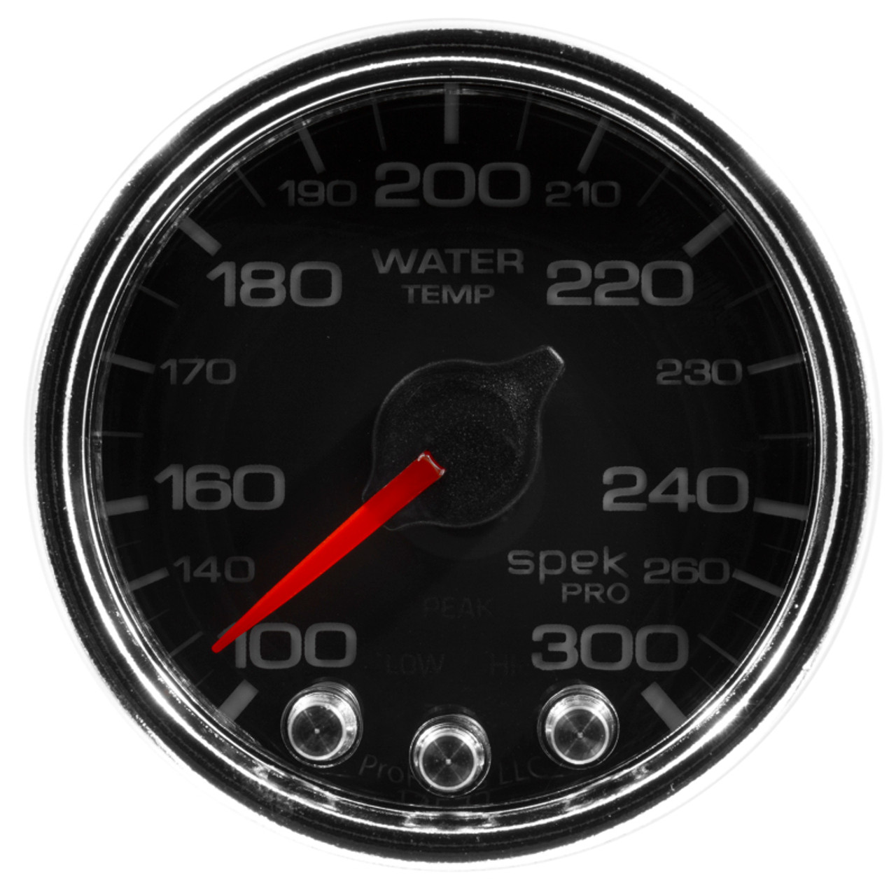 Autometer Spek-Pro Gauge Water Temp 2 1/16in 300f Stepper Motor W/Peak & Warn Blk/Chrm - P34631