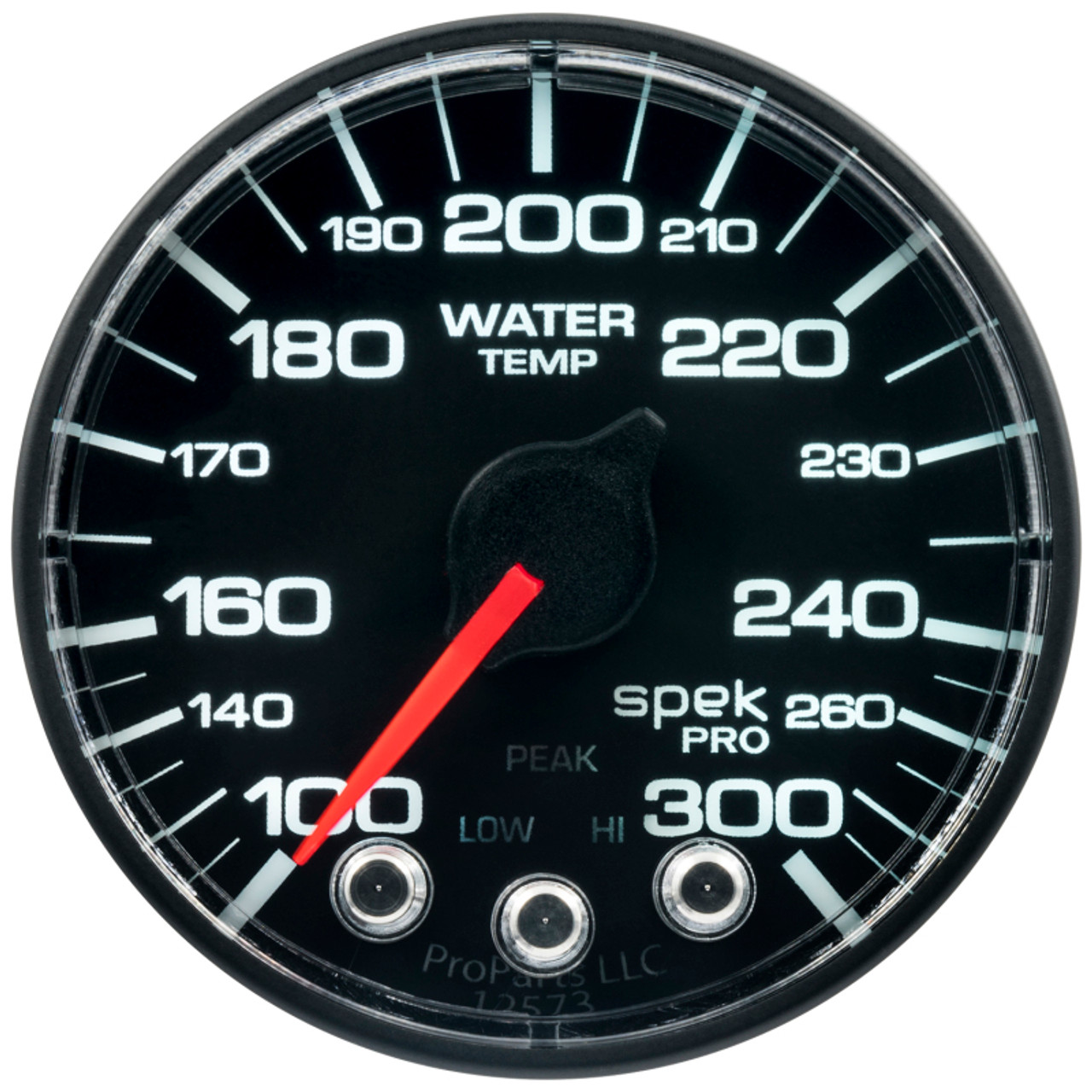 Autometer Spek-Pro Gauge Water Temp 2 1/16in 300f Stepper Motor W/Peak & Warn Blk/Blk - P346324