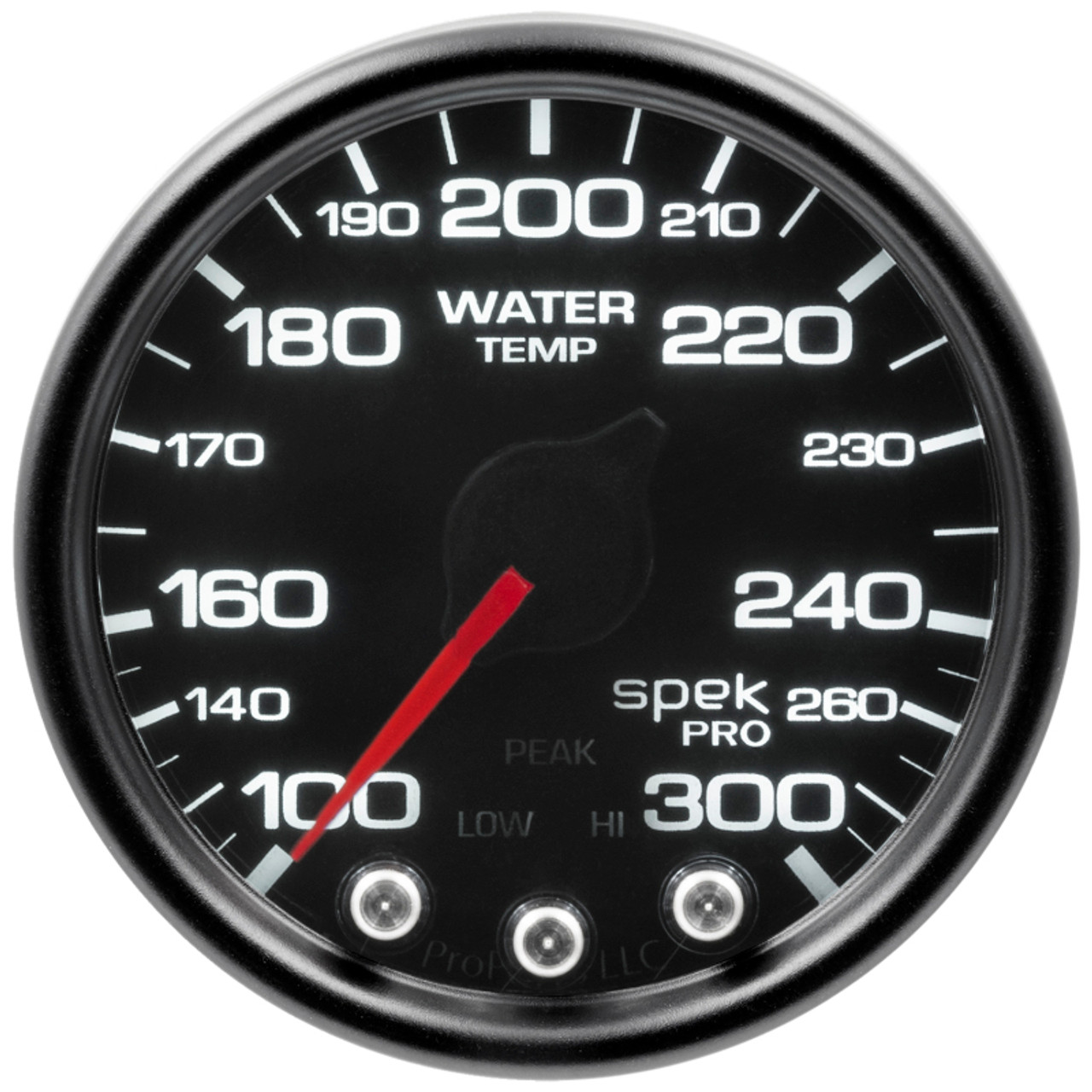 Autometer Spek-Pro Gauge Water Temp 2 1/16in 300f Stepper Motor W/Peak & Warn Blk/Smoke/Blk - P34652