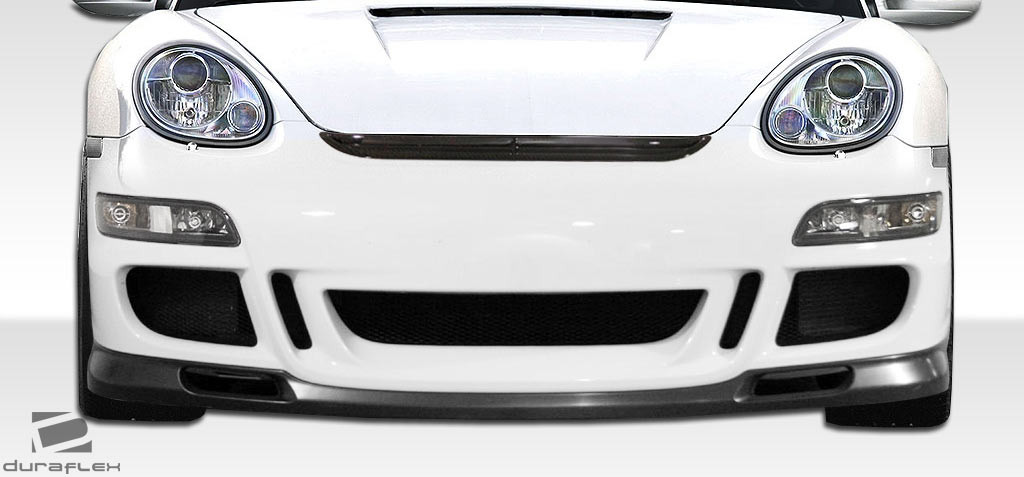 2006-2008 Porsche Cayman 2005-2008 Porsche Boxster Duraflex GT3-RS Look Front Bumper Cover - 1 Piece / Vehicle Year Make Model Trim - 2006-2008-Porsche Cayman ALL / Product Type - Front Bumper / Style Name -GT3-RS / Kit Material - FRP (Fiberglass Reinforced Plastics) / Notes - Note: Front lip spoiler is sold separately (part# 107244) Grille  sold separately  (Part#107243)