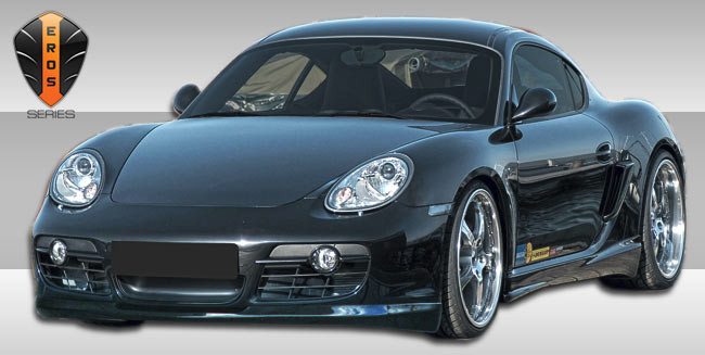 2006-2008 Porsche Cayman Eros Version 2 Front Lip Under Spoiler Air Dam - 1 Piece / Vehicle Year Make Model Trim - 2006-2008-Porsche Cayman ALL / Product Type - Front Lip/Add On / Style Name -Eros Version 2 / Kit Material - FRP (Fiberglass Reinforced Plastics) / Notes -
