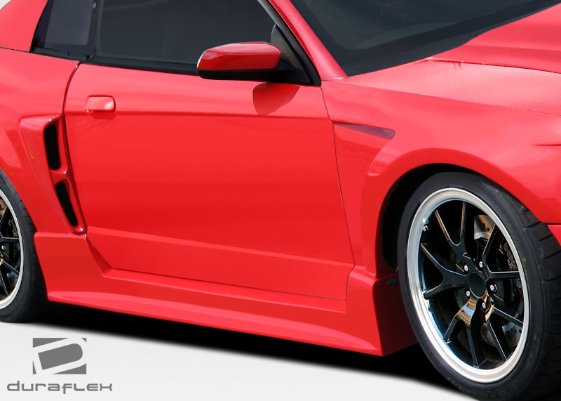1999-2004 Ford Mustang Duraflex CBR500 Wide Body Side Skirts Rocker Panels - 2 Piece / Vehicle Year Make Model Trim - 1999-2004-Ford Mustang ALL / Product Type - Sideskirts / Style Name -CBR500 / Kit Material - FRP (Fiberglass Reinforced Plastics) / Notes - Note: must be used in conjunction with complete wide body kit