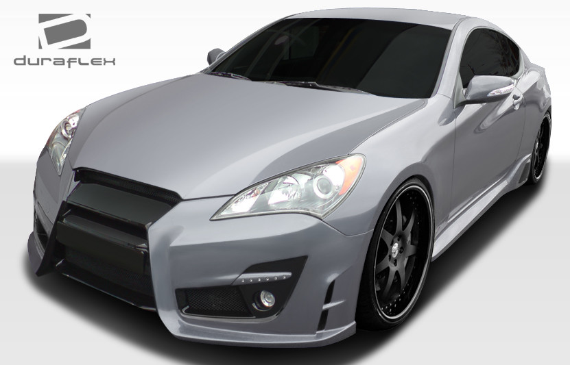 2010-2012 Hyundai Genesis Coupe 2DR Duraflex TP-R Front Bumper Cover - 1 Piece / Vehicle Year Make Model Trim - 2010-2012-Hyundai Genesis 2DR / Product Type - Front Bumper / Style Name -TP-R / Kit Material - FRP (Fiberglass Reinforced Plastics) / Notes - Note: led size is 7" foglights are 2.5"