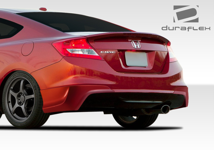 2012-2013 Honda Civic Si 2DR Duraflex H-Sport Rear Add Ons Spat Bumper Extensions - 2 Piece / Vehicle Year Make Model Trim - 2012-2013-Honda Civic 2DR / Product Type - Rear Lip/Add On / Style Name -H-Sport / Kit Material - FRP (Fiberglass Reinforced Plastics) / Notes - Note: will fit si models only