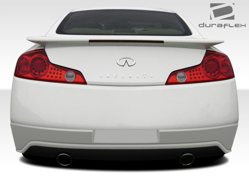 2003-2007 Infiniti G Coupe G35 Duraflex Sigma Rear Lip Under Spoiler Air Dam - 1 Piece / Vehicle Year Make Model Trim - 2003-2007-Infiniti G Coupe 2DR / Product Type - Rear Lip/Add On / Style Name -Sigma / Kit Material - FRP (Fiberglass Reinforced Plastics) / Notes -