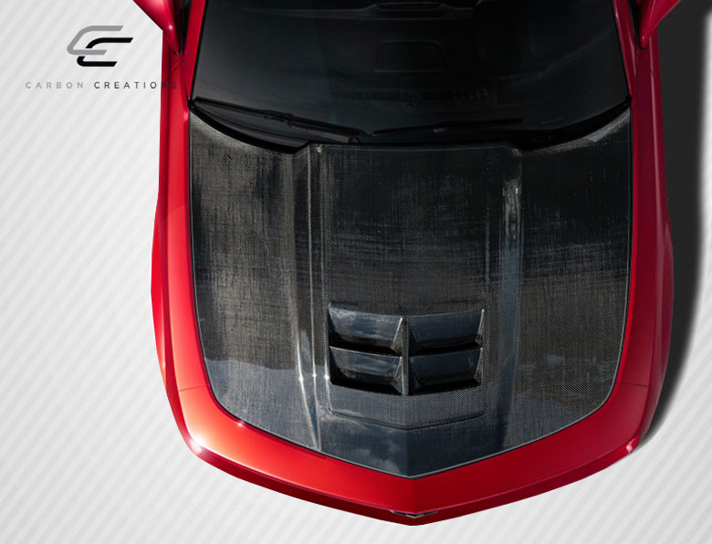 2010-2015 Chevrolet Camaro Carbon Creations ZL1 Look Hood - 1 Piece / Vehicle Year Make Model Trim - 2010-2015-Chevrolet Camaro ALL / Product Type - Hood / Style Name -ZL1 Look / Kit Material - Carbon Fiber / Notes - Note: Hood pins are required.