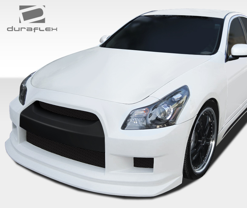 2007-2009 Infiniti G Sedan G25 G35 G37 Duraflex GT-R Front Bumper Cover - 1 Piece / Vehicle Year Make Model Trim - 2007-2009-Infiniti G Sedan ALL / Product Type - Front Bumper / Style Name -GT-R / Kit Material - FRP (Fiberglass Reinforced Plastics) / Notes -