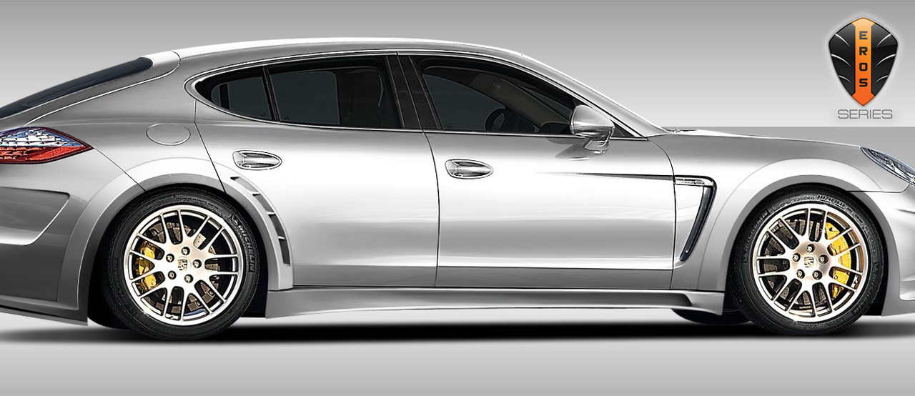2010-2015 Porsche Panamera Eros Version 4 Wide Body Fender Flares - 6 Piece / Vehicle Year Make Model Trim - 2010-2015-Porsche Panamera ALL / Product Type - Fender Flare / Style Name -Eros Version 4 / Kit Material - FRP (Fiberglass Reinforced Plastics) / Notes - Note: must be used in conjunction with complete wide body kit