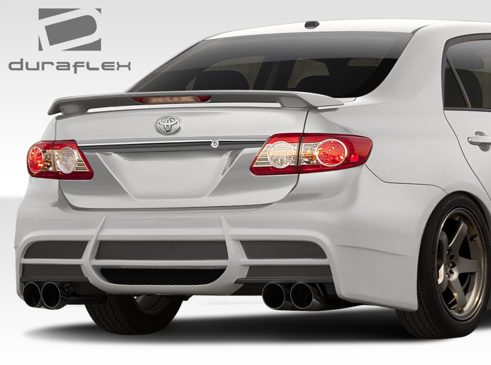 2011-2013 Toyota Corolla Duraflex W-1 Rear Bumper Cover - 1 Piece / Vehicle Year Make Model Trim - 2011-2013-Toyota Corolla ALL / Product Type - Rear Bumper / Style Name -W-1 / Kit Material - FRP (Fiberglass Reinforced Plastics) / Notes -