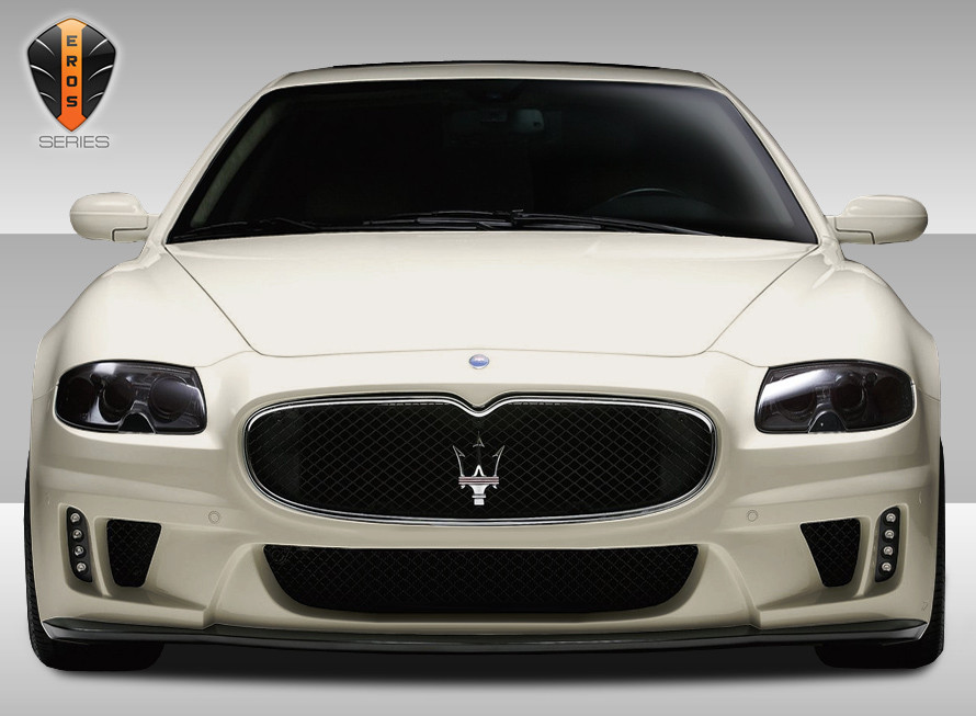 2005-2008 Maserati Quattroporte Eros Version 1 Front Bumper Cover - 1 Piece / Vehicle Year Make Model Trim - 2005-2008-Maserati Quattroporte ALL / Product Type - Front Bumper / Style Name -Eros Version 1 / Kit Material - FRP (Fiberglass Reinforced Plastics) / Notes -