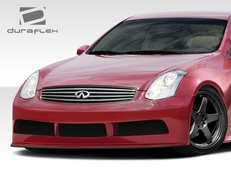 2003-2007 Infiniti G Coupe G35 Duraflex GT500 Wide Body Kit - 9 Piece - Includes GT500 Wide Body Front Bumper Cover (108499) GT500 Front Splitter (108504) GT500 Wide Body Front Fenders (108502) GT500 Wide Body Side Skirts Rocker Panels (108501) GT500 Wide Body Rear Fenders (108503) GT500 Wide Body Rear Bumper Cover (108500) / Vehicle Year Make Model Trim - 2003-2007-Infiniti G Coupe 2DR / Product Type - Kit / Style Name -GT500 / Kit Material - FRP (Fiberglass Reinforced Plastics) / Notes -