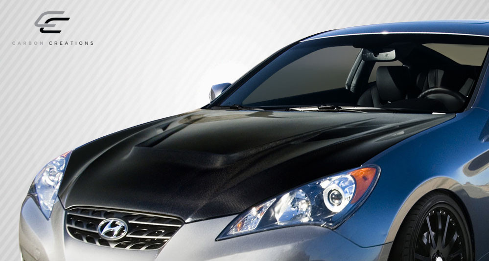 2010-2012 Hyundai Genesis Coupe 2DR Carbon Creations Vader Hood - 1 Piece / Vehicle Year Make Model Trim - 2010-2012-Hyundai Genesis 2DR / Product Type - Hood / Style Name -Vader / Kit Material - Carbon Fiber / Notes - Note: Hood pins are required.