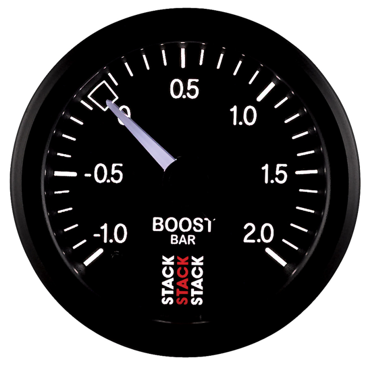 Autometer Stack 52mm -1 to +2 Bar T-Fitting 0.187in Barb (M) Mechanical Boost Pressure Gauge - Black - ST3111