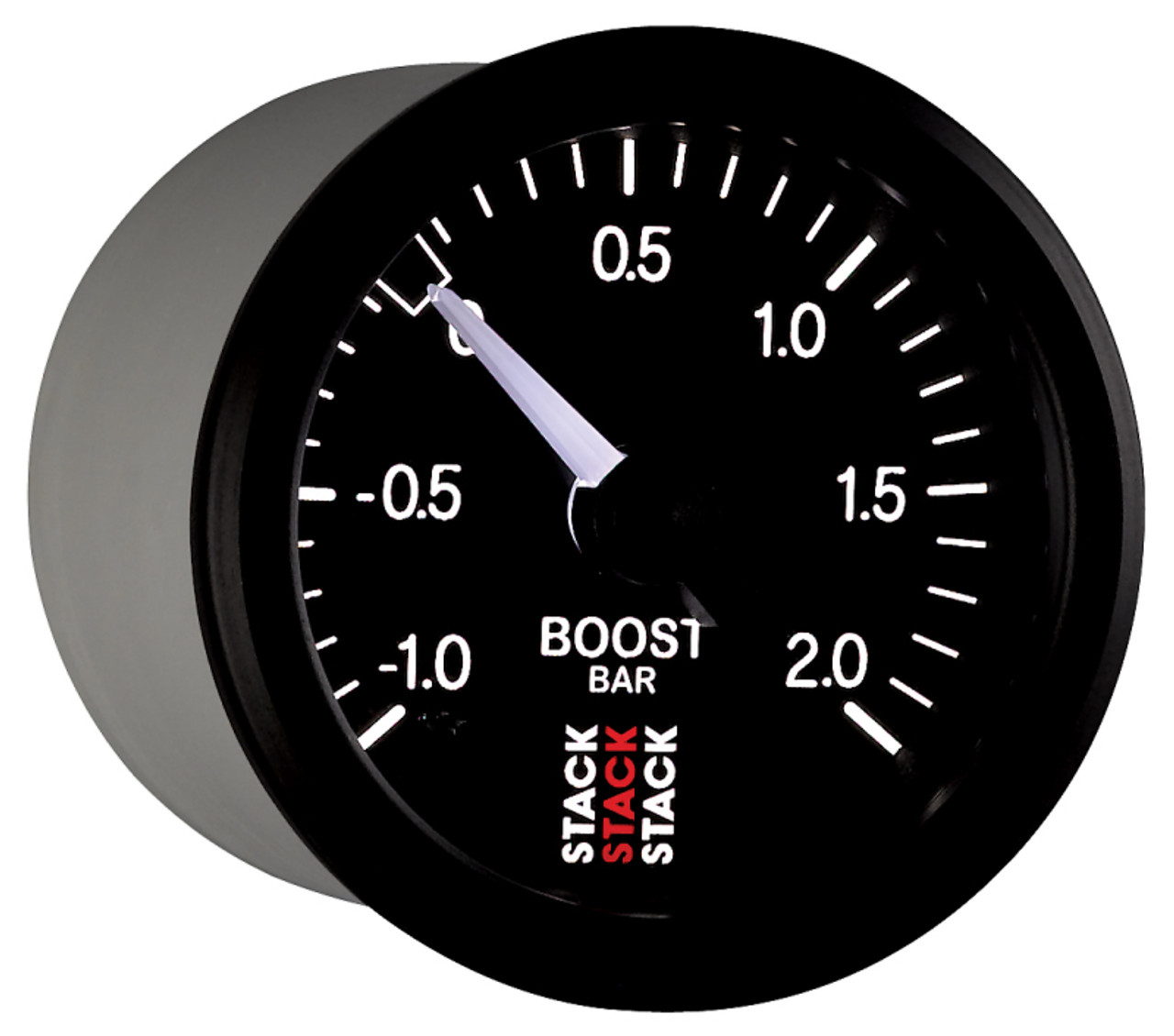 Autometer Stack 52mm -1 to +2 Bar T-Fitting 0.187in Barb (M) Mechanical Boost Pressure Gauge - Black - ST3111