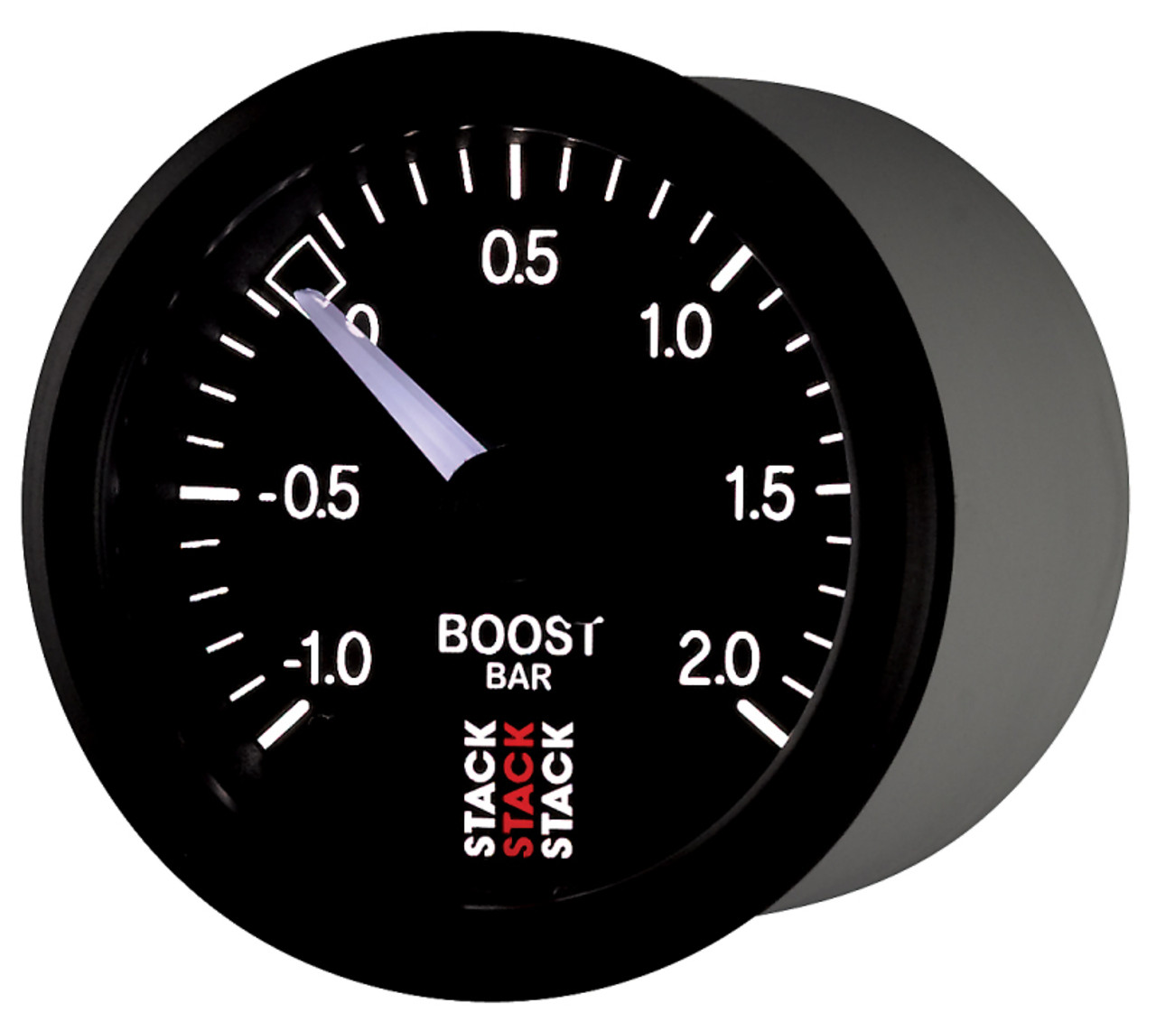 Autometer Stack 52mm -1 to +2 Bar T-Fitting 0.187in Barb (M) Mechanical Boost Pressure Gauge - Black - ST3111