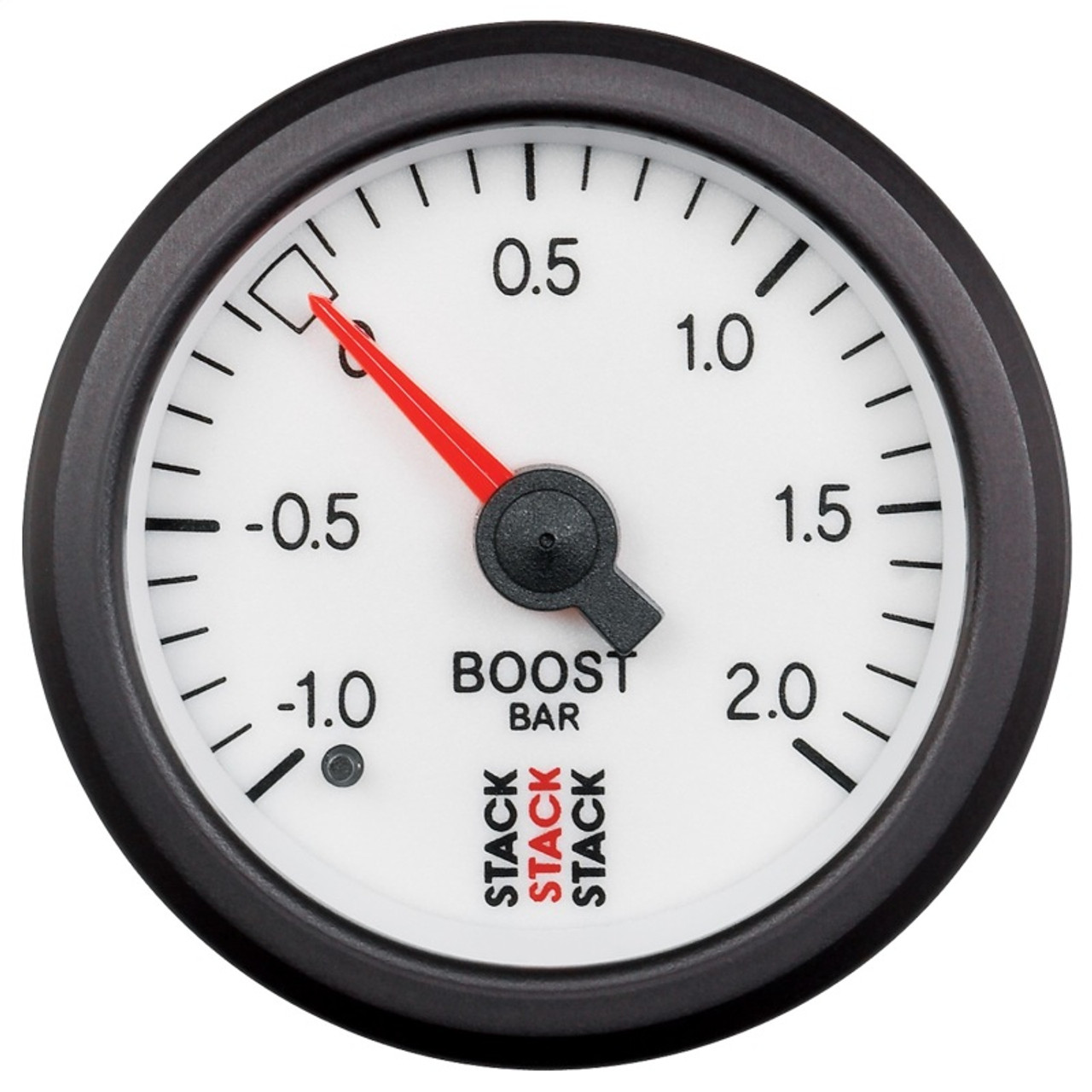 Autometer Stack 52mm -1 to +2 Bar T-Fitting 0.187in Barb (M) Mechanical Boost Pressure Gauge - White - ST3161