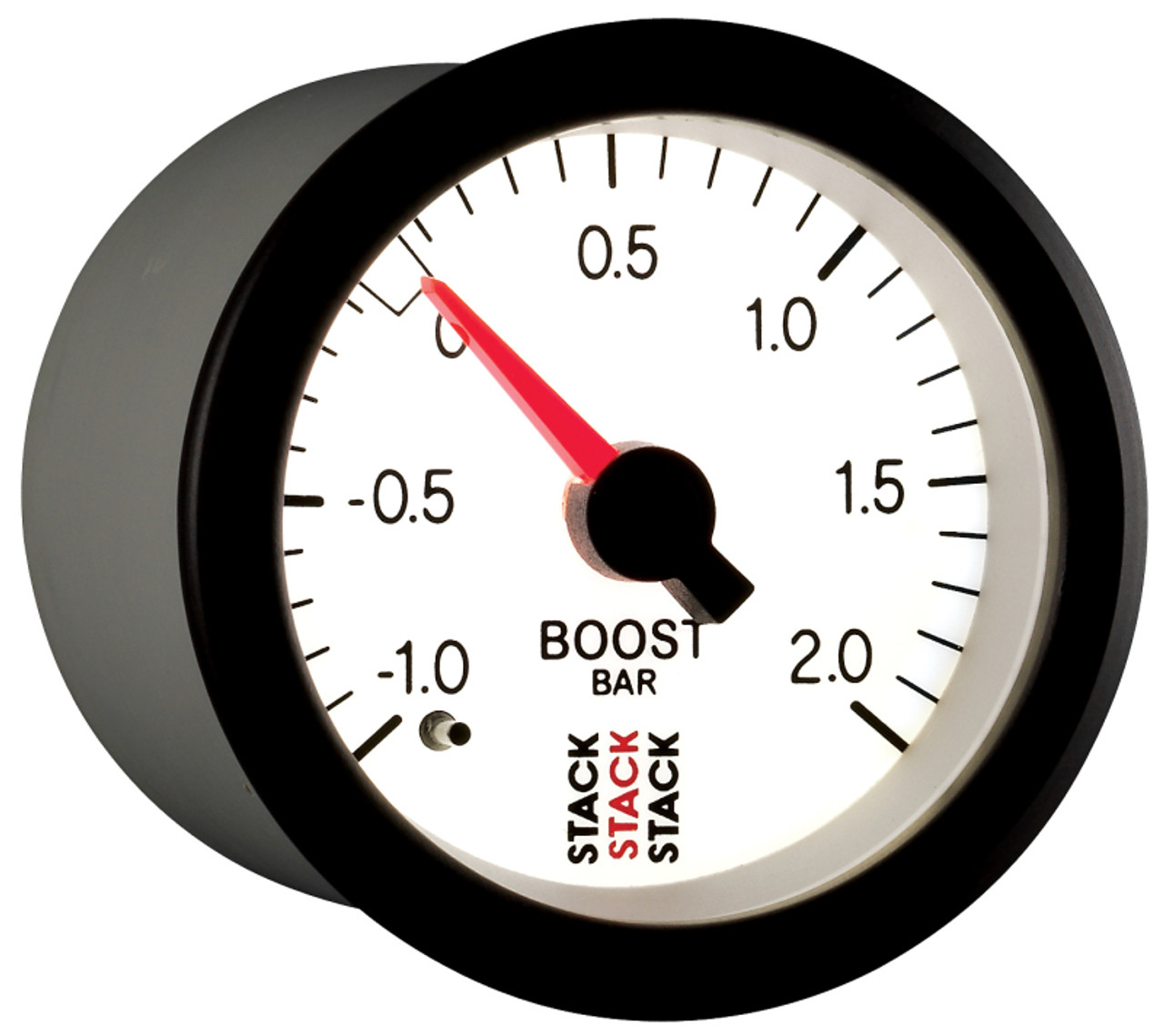 Autometer Stack 52mm -1 to +2 Bar T-Fitting 0.187in Barb (M) Mechanical Boost Pressure Gauge - White - ST3161