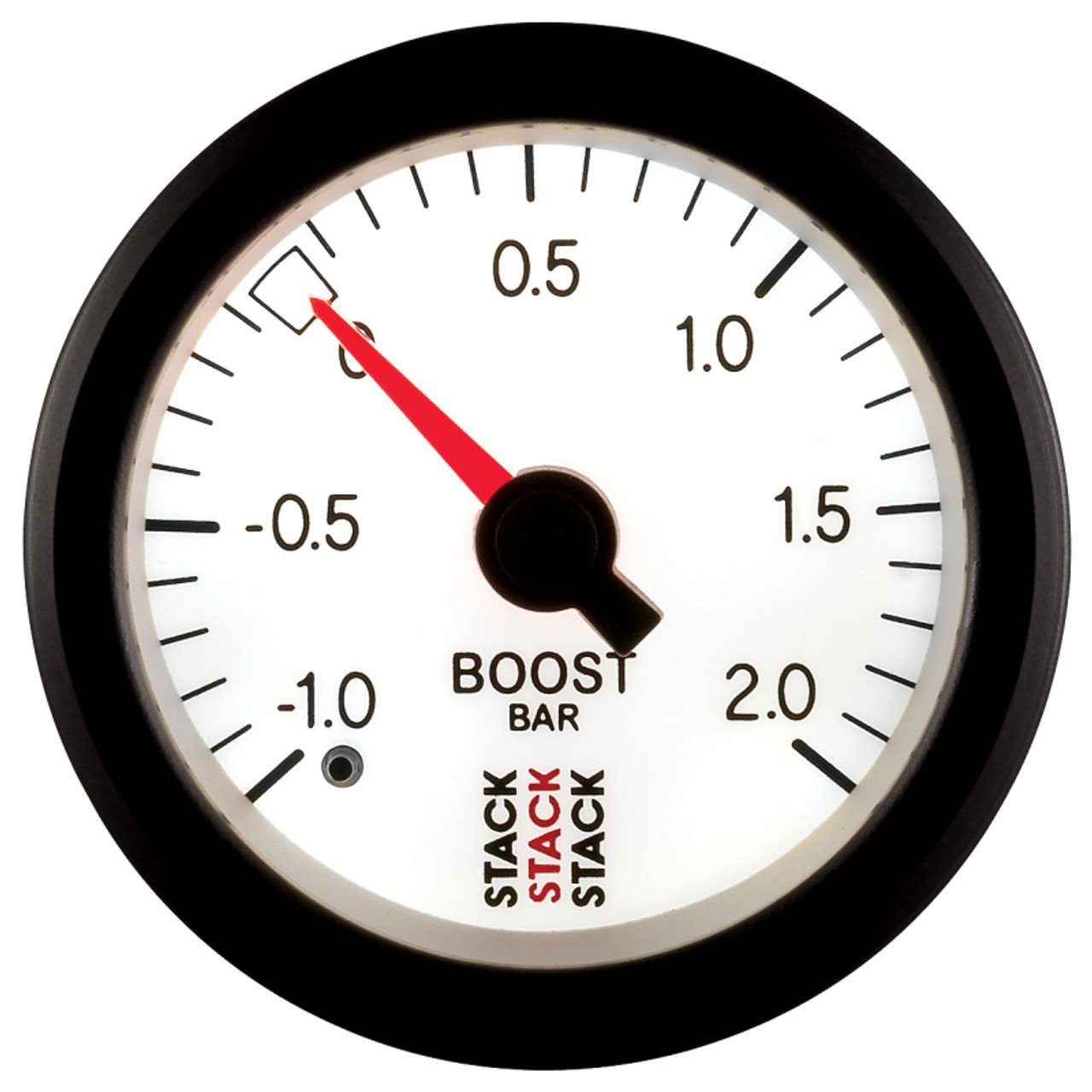Autometer Stack 52mm -1 to +2 Bar T-Fitting 0.187in Barb (M) Mechanical Boost Pressure Gauge - White - ST3161