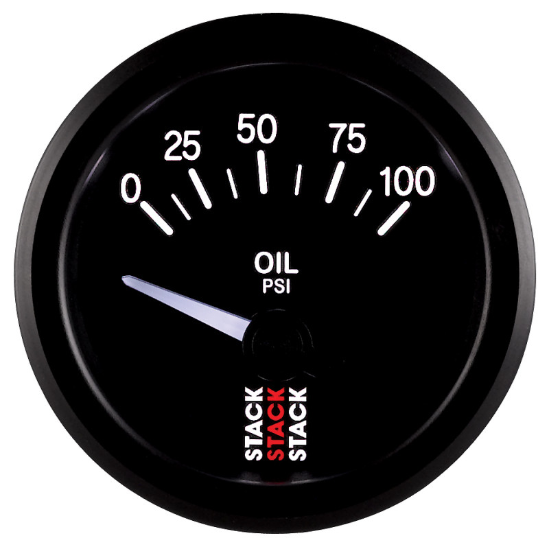 Autometer Stack Instruments 52mm 0-100 PSI 1/8in NPTF Electronic Oil Pressure Gauge - Black - ST3202