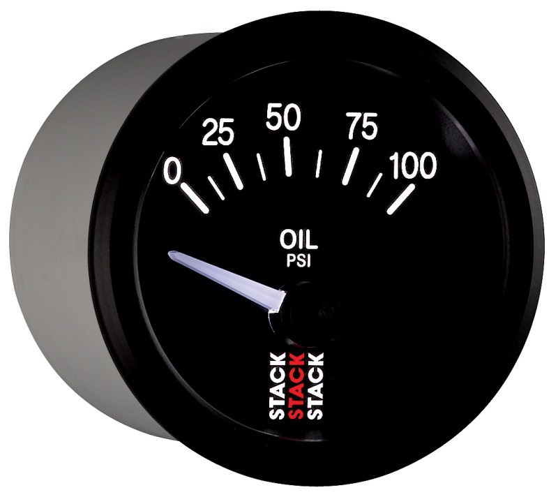 Autometer Stack Instruments 52mm 0-100 PSI 1/8in NPTF Electronic Oil Pressure Gauge - Black - ST3202