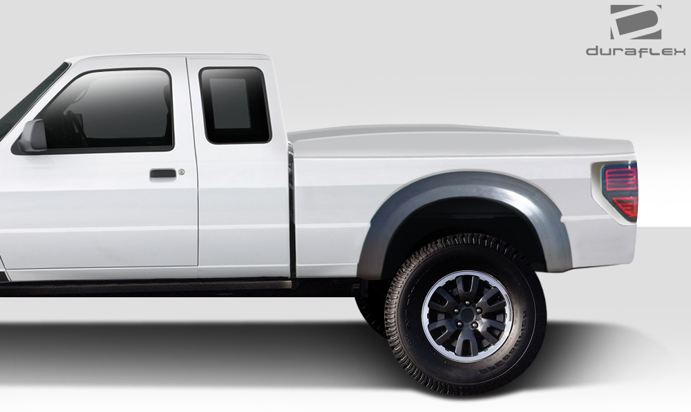 1993-2011 Ford Ranger Duraflex Off Road 5" Bulge Raptor Bedsides Rear Fenders - 2Piece / Vehicle Year Make Model Trim - 1993-2011-Ford Ranger ALL / Product Type - Fender / Style Name -Bulge / Kit Material - FRP (Fiberglass Reinforced Plastics) / Notes - Note: Requires the use of 2009-2014 F-150 taillights