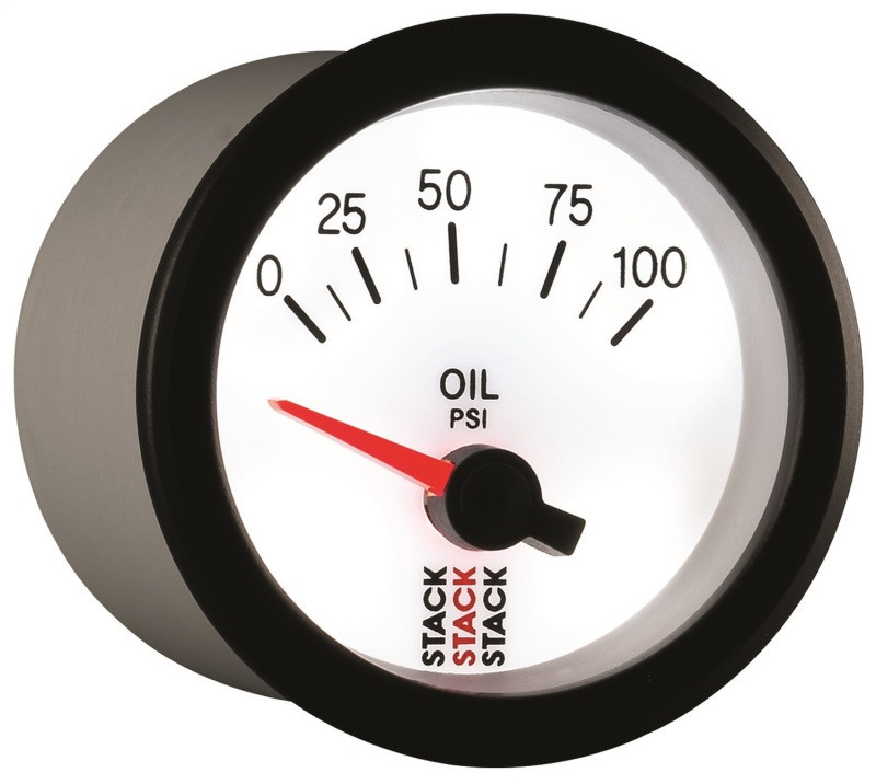 Autometer Stack 52mm 0-100 PSI 1/8in NPTF Electric Oil Pressure Gauge - White - ST3252