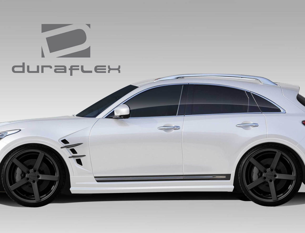 2009-2017 Infiniti FX35 FX50 QX70 Duraflex CT-R Fenders - 2 Piece / Vehicle Year Make Model Trim - 2009-2017-Infiniti FX ALL / Product Type - Fender / Style Name -CT-R / Kit Material - FRP (Fiberglass Reinforced Plastics) / Notes -