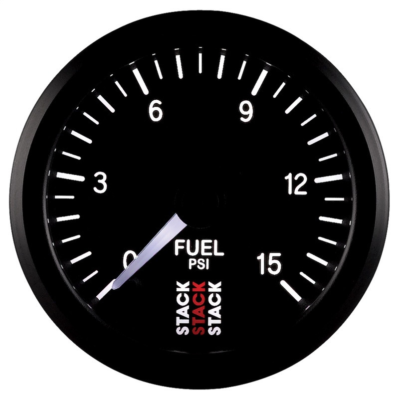 Autometer Stack 52mm 0-15 PSI 1/8in NPTF Male Pro Stepper Motor Fuel Pressure Gauge - Black - ST3304