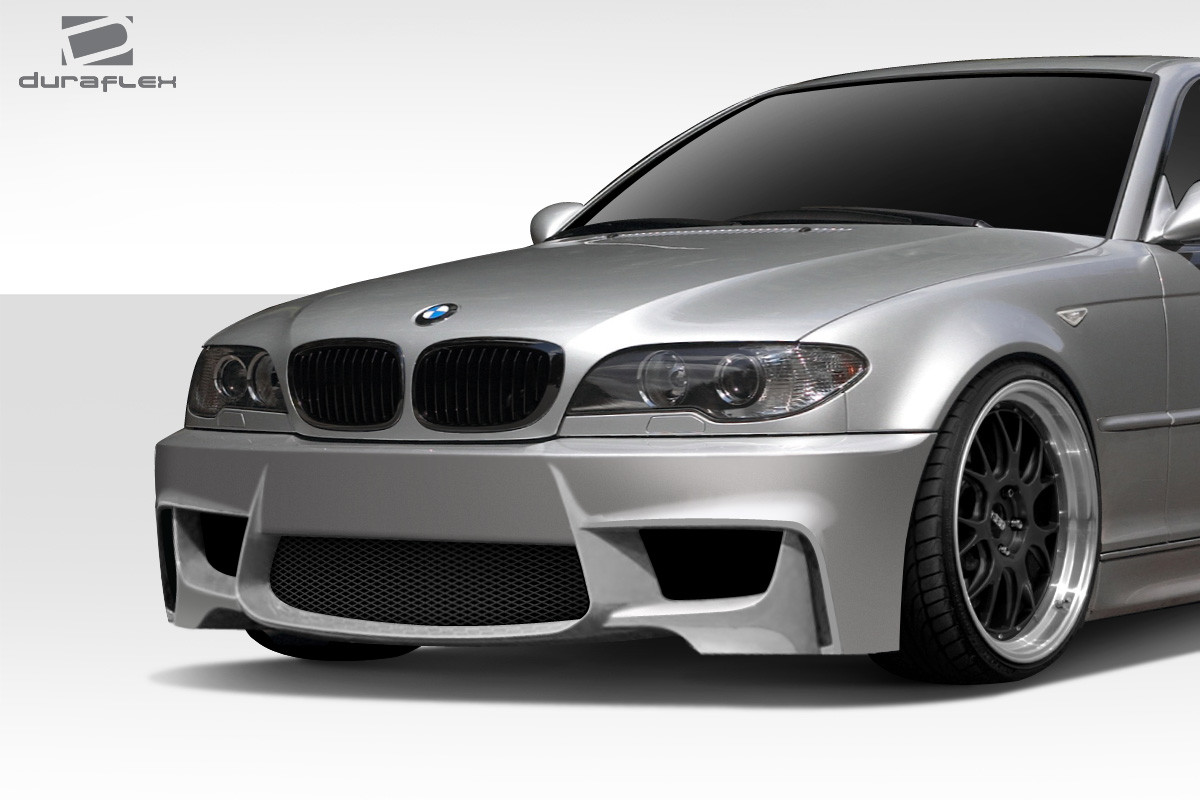1999-2006 BMW 3 Series E46 Duraflex 1M Look Front Bumper Cover - 1 Piece / Vehicle Year Make Model Trim - 1999-2006-BMW 3 Series ALL / Product Type - Front Bumper / Style Name -1M Look / Kit Material - FRP (Fiberglass Reinforced Plastics) / Notes - Note: This bumper will fit all 1999-2005 BMW E46 models, and for 2006 will ONLY fit the Coupe(2DR), for the 2006 Sedan(4DR), look under the 2006+ E90 Sedan(4DR) models