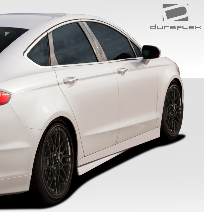 2013-2016 Ford Fusion Duraflex Racer Side Skirt Rocker Panels - 2 Piece / Vehicle Year Make Model Trim - 2013-2016-Ford Fusion ALL / Product Type - Sideskirts / Style Name -Racer / Kit Material - FRP (Fiberglass Reinforced Plastics) / Notes -