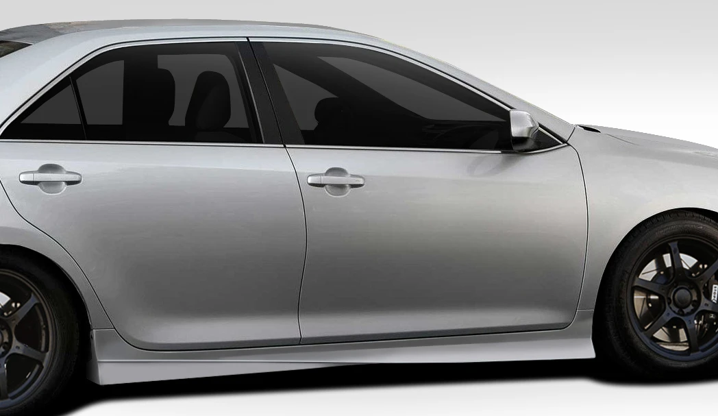 2012-2014 Toyota Camry Duraflex Racer Body Kit - 4 Piece - Includes Racer Front Lip Under Spoiler Air Dam (109339) Racer Side Skirt Rocker Panels (109341) Racer Rear Lip Under Spoiler Air Dam (109340) / Vehicle Year Make Model Trim - 2012-2014-Toyota Camry ALL / Product Type - Kit / Style Name -Racer / Kit Material - FRP (Fiberglass Reinforced Plastics) / Notes - Note: does not fit SE model