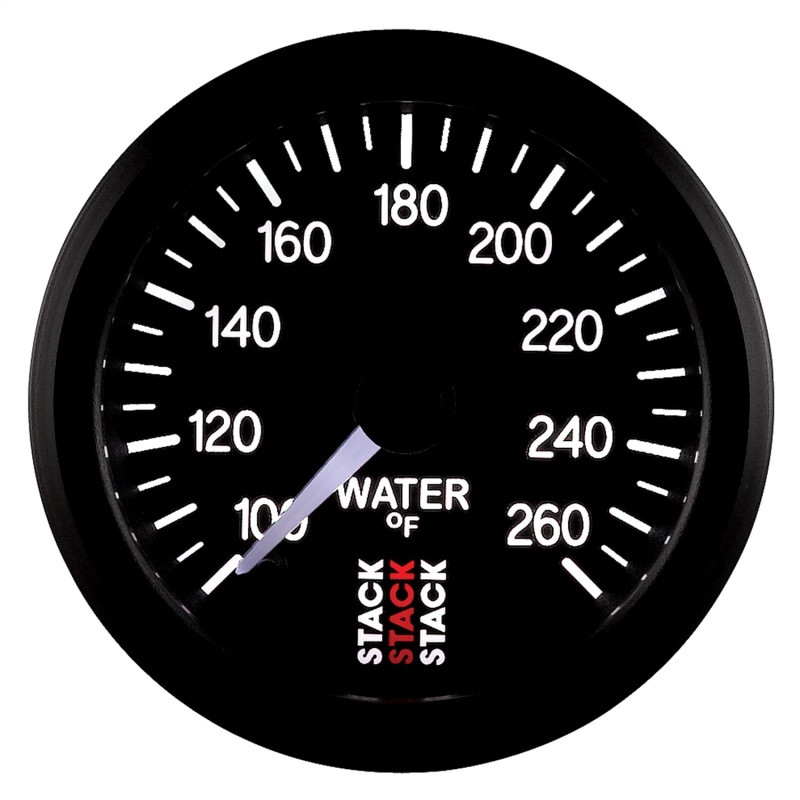 Autometer Stack 52mm 100-260 Deg F 1/8in NPTF Male Pro Stepper Motor Water Temp Gauge - Black - ST3308