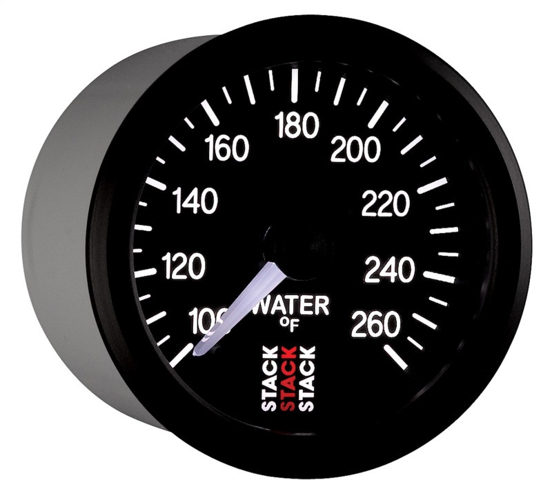 Autometer Stack 52mm 100-260 Deg F 1/8in NPTF Male Pro Stepper Motor Water Temp Gauge - Black - ST3308