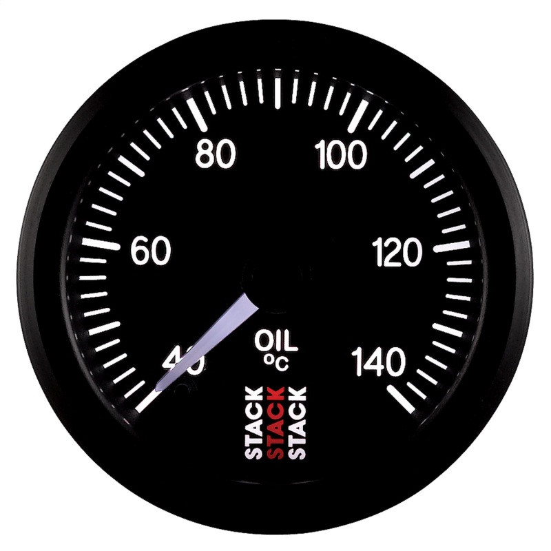 Autometer Stack 52mm 40-140 Deg C 1/8in NPTF Male Pro Stepper Motor Oil Temp Gauge - Black - ST3309
